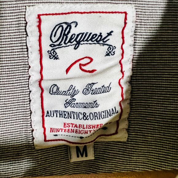 Request Retro Micro Floral Print Button Up Shirt Long Sleeve - M - Picture 4 of 4